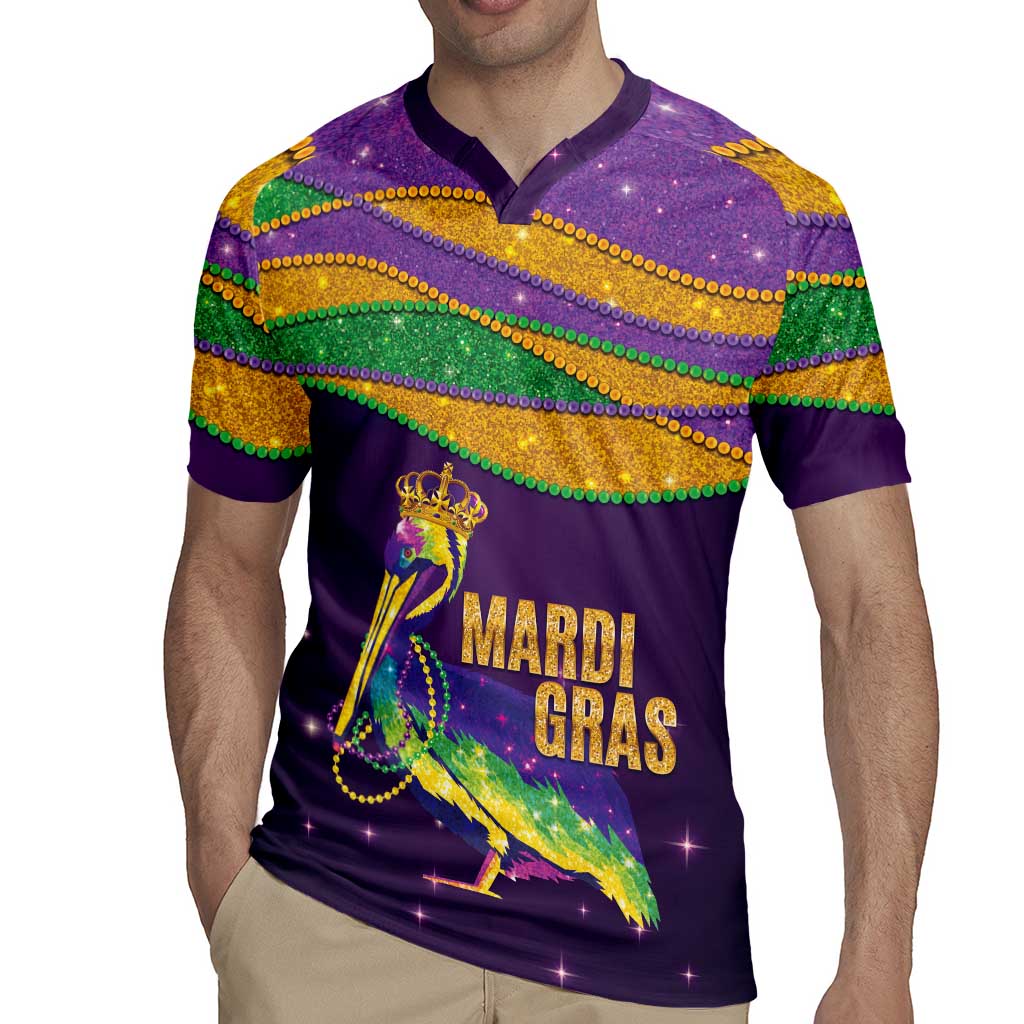 Faux Glitter Mardi Gras Pelican Rugby Jersey - Wonder Print Shop