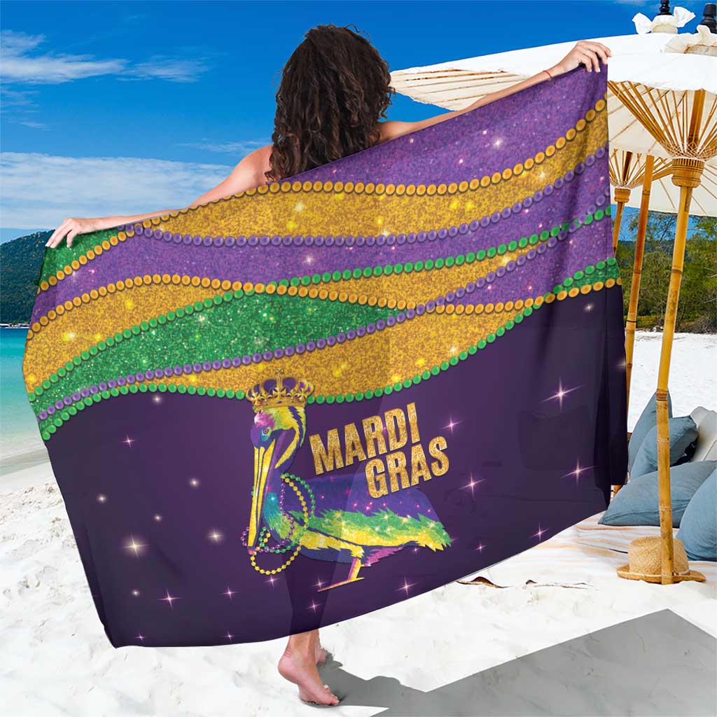 Faux Glitter Mardi Gras Pelican Sarong - Wonder Print Shop