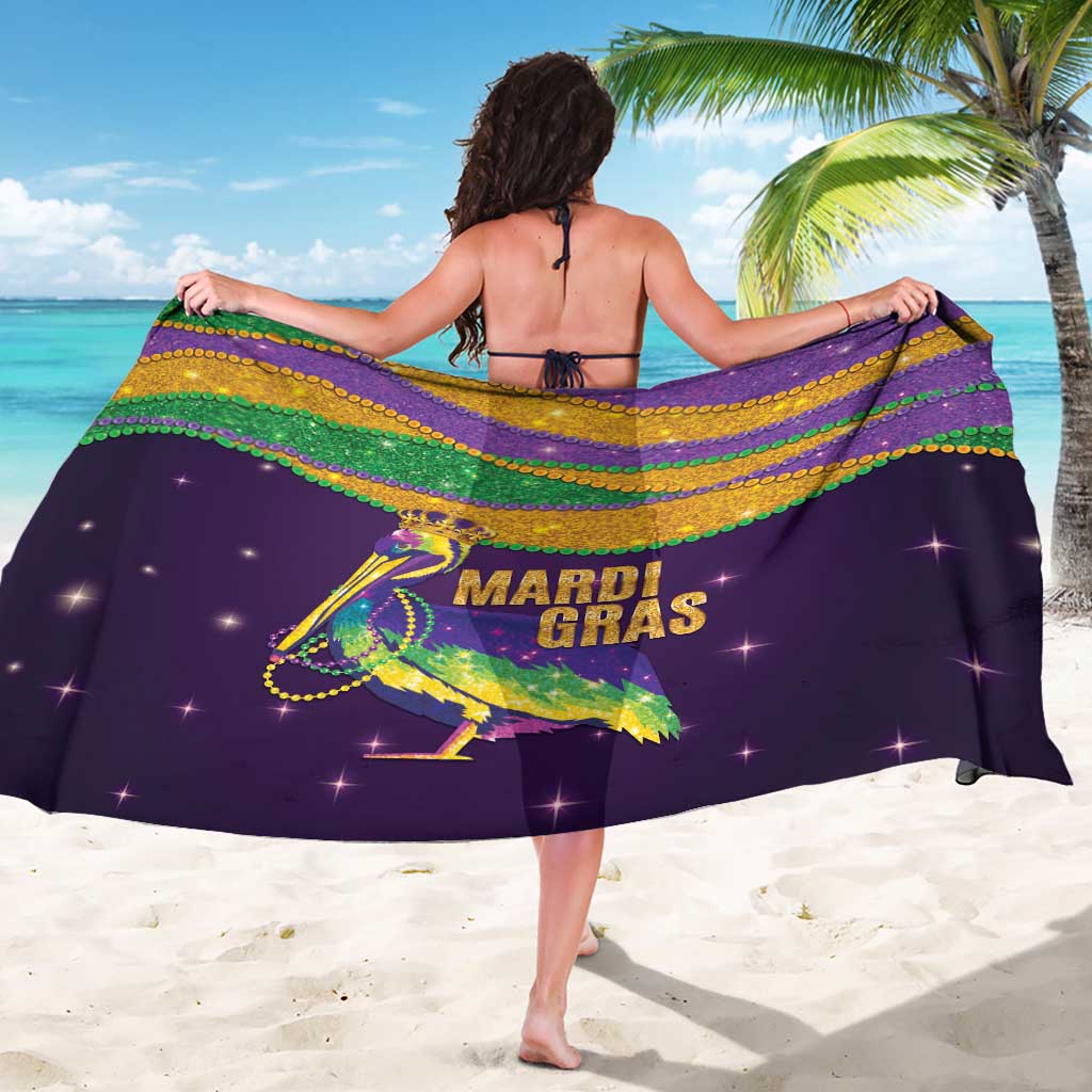 Faux Glitter Mardi Gras Pelican Sarong - Wonder Print Shop