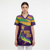 Faux Glitter Mardi Gras Pelican Scrub Top - Wonder Print Shop