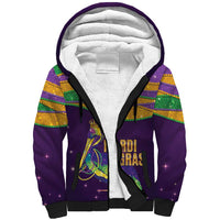 Faux Glitter Mardi Gras Pelican Sherpa Hoodie - Wonder Print Shop