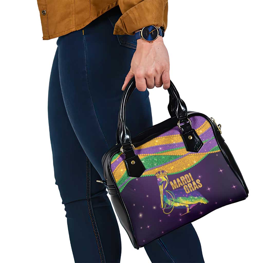 Faux Glitter Mardi Gras Pelican Shoulder Handbag - Wonder Print Shop