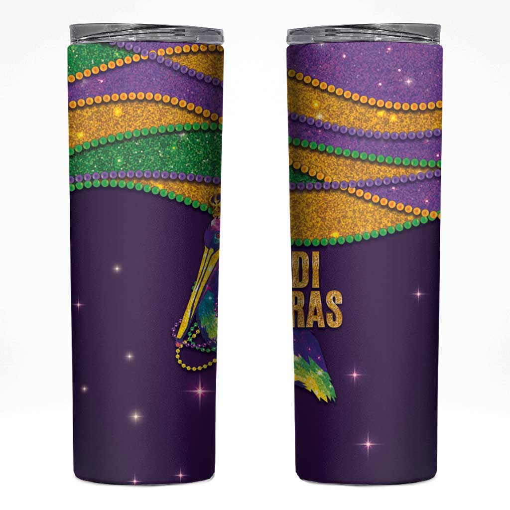 Faux Glitter Mardi Gras Pelican Skinny Tumbler - Wonder Print Shop