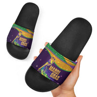 Faux Glitter Mardi Gras Pelican Slide Sandals - Wonder Print Shop