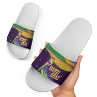 Faux Glitter Mardi Gras Pelican Slide Sandals - Wonder Print Shop