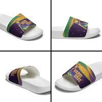 Faux Glitter Mardi Gras Pelican Slide Sandals - Wonder Print Shop