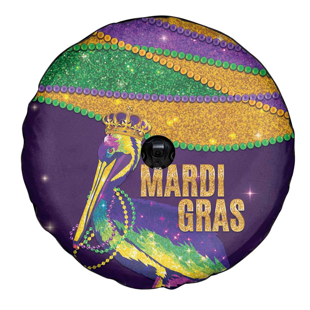 Faux Glitter Mardi Gras Pelican Spare Tire Cover - Wonder Print Shop