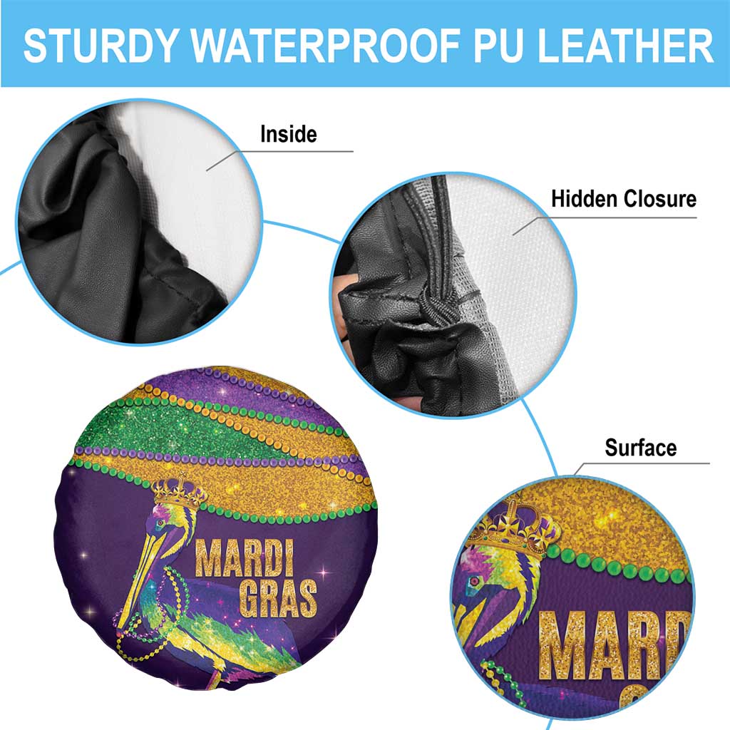 Faux Glitter Mardi Gras Pelican Spare Tire Cover - Wonder Print Shop