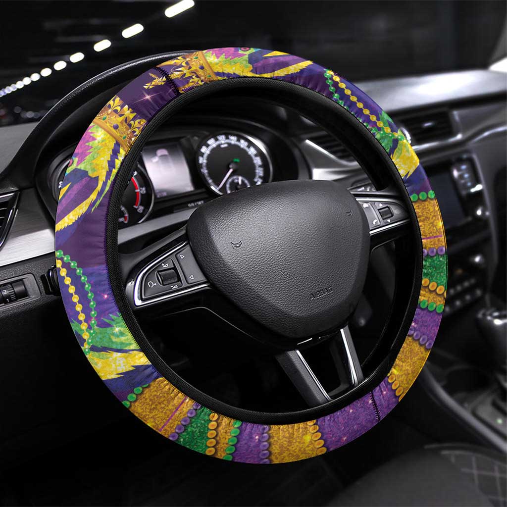 Faux Glitter Mardi Gras Pelican Steering Wheel Cover - Wonder Print Shop