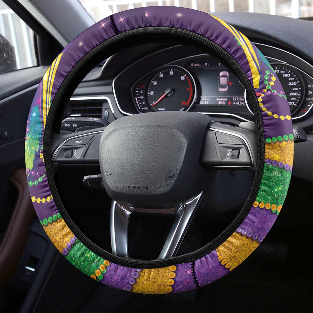 Faux Glitter Mardi Gras Pelican Steering Wheel Cover - Wonder Print Shop