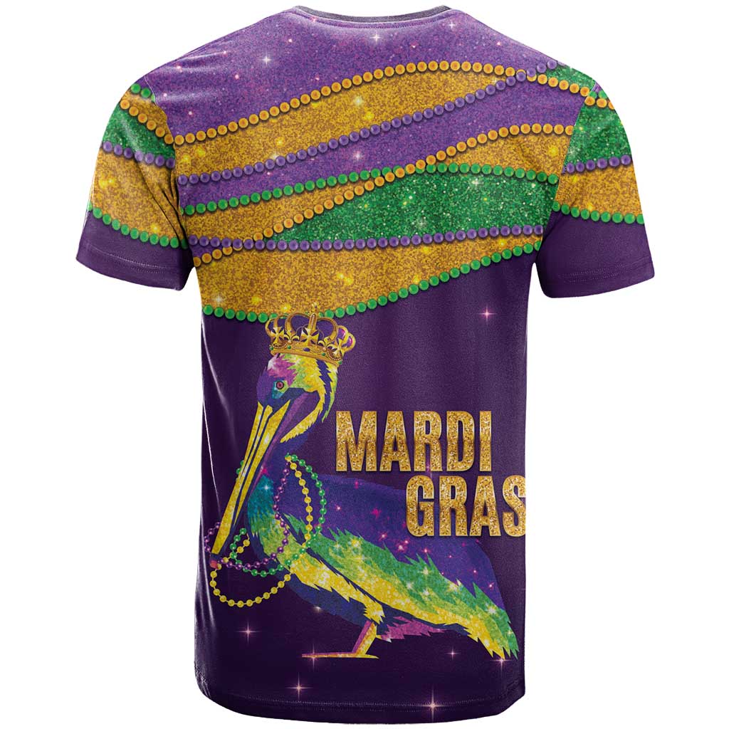 Faux Glitter Mardi Gras Pelican T Shirt - Wonder Print Shop