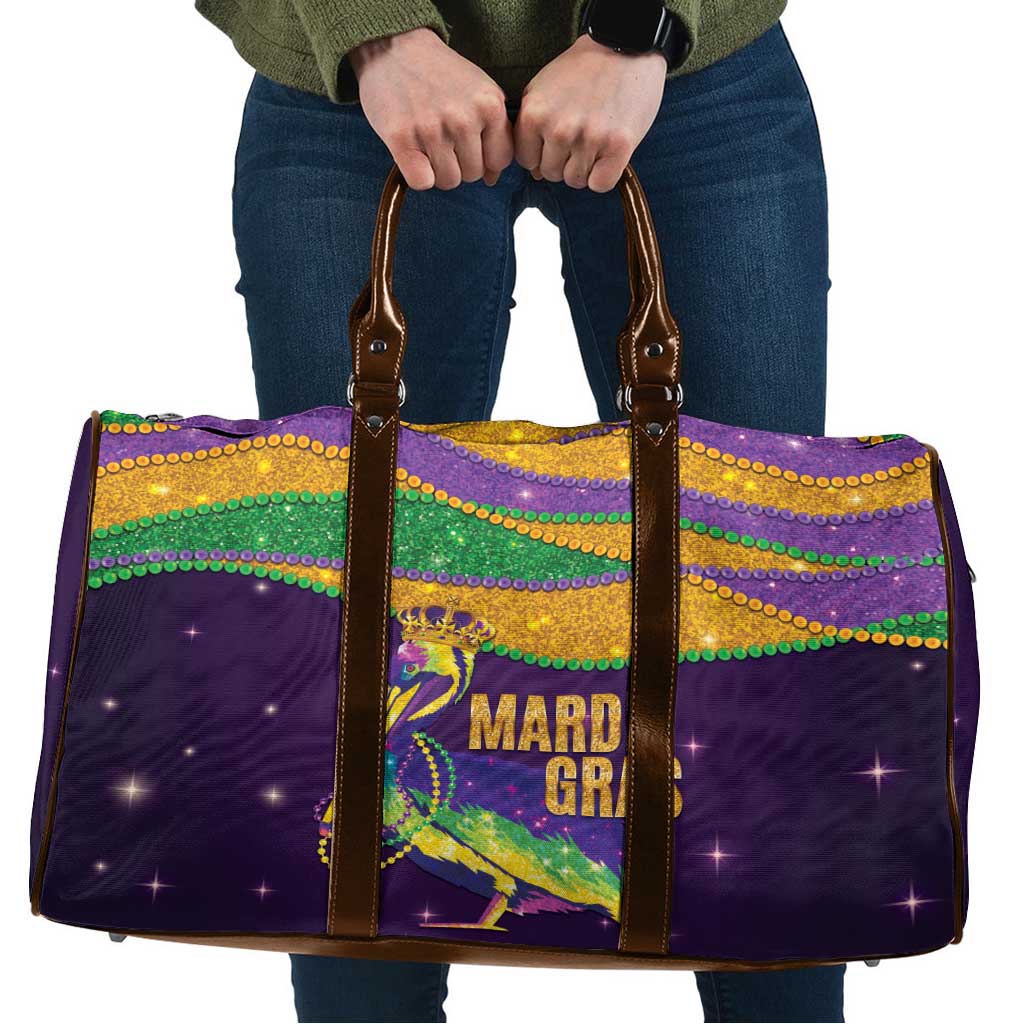 Faux Glitter Mardi Gras Pelican Travel Bag - Wonder Print Shop