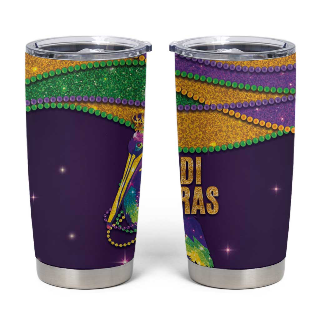 Faux Glitter Mardi Gras Pelican Tumbler Cup - Wonder Print Shop