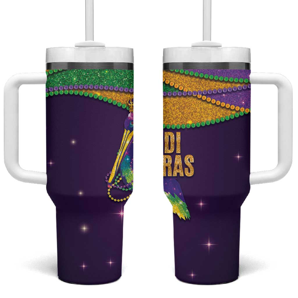 Faux Glitter Mardi Gras Pelican Tumbler With Handle - Wonder Print Shop