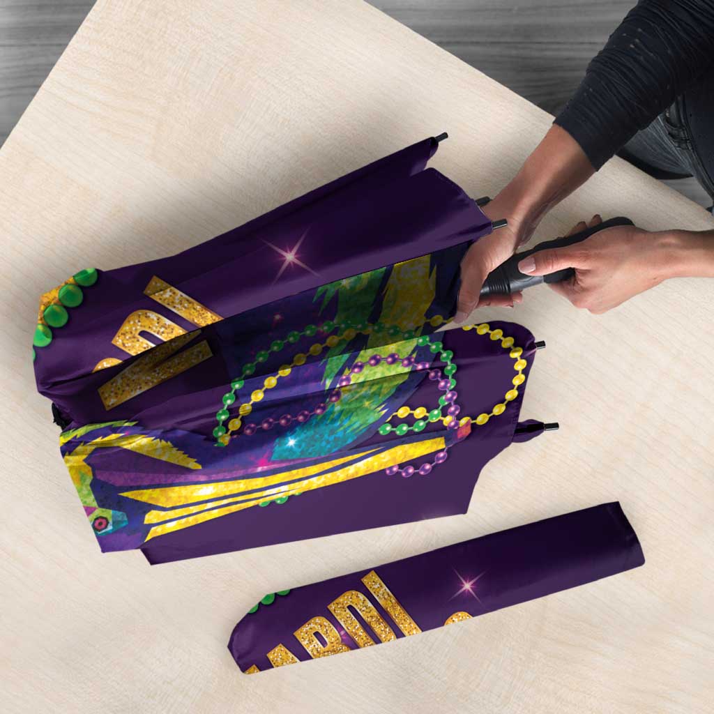 Faux Glitter Mardi Gras Pelican Umbrella - Wonder Print Shop