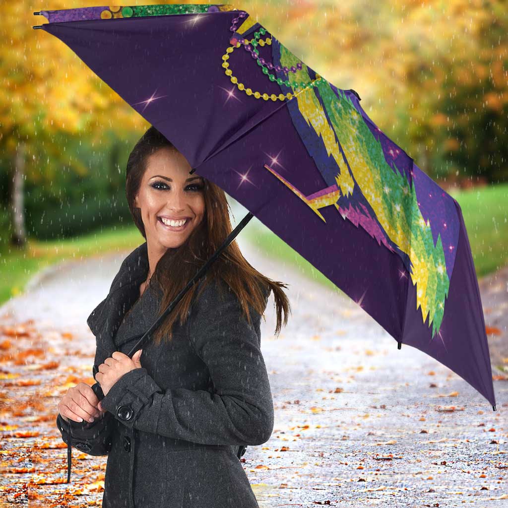 Faux Glitter Mardi Gras Pelican Umbrella - Wonder Print Shop