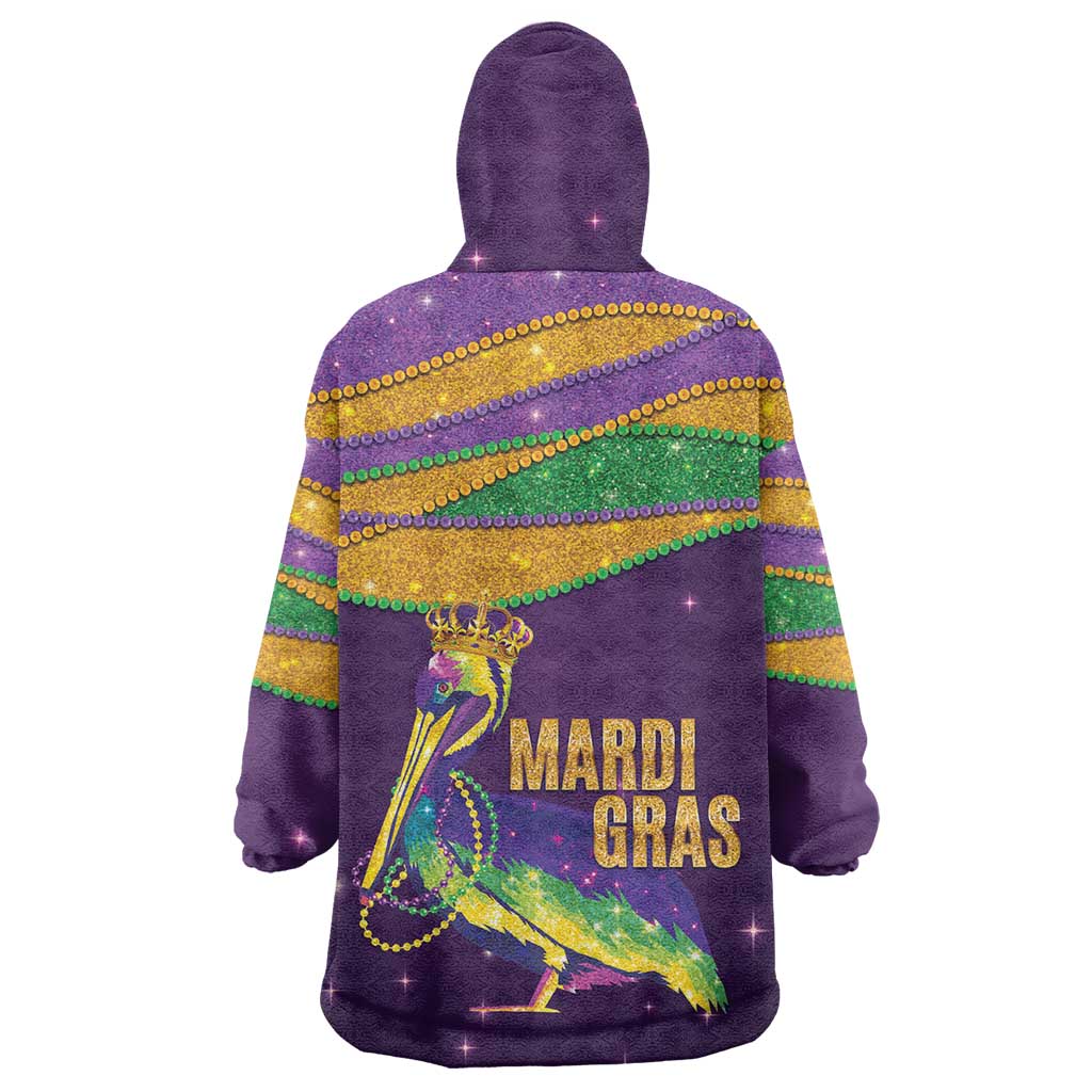 Faux Glitter Mardi Gras Pelican Wearable Blanket Hoodie - Wonder Print Shop