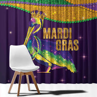 Faux Glitter Mardi Gras Pelican Window Curtain - Wonder Print Shop