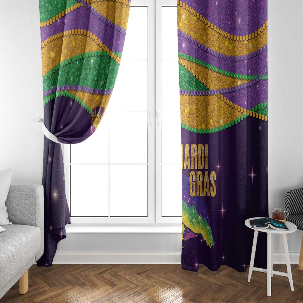 Faux Glitter Mardi Gras Pelican Window Curtain - Wonder Print Shop