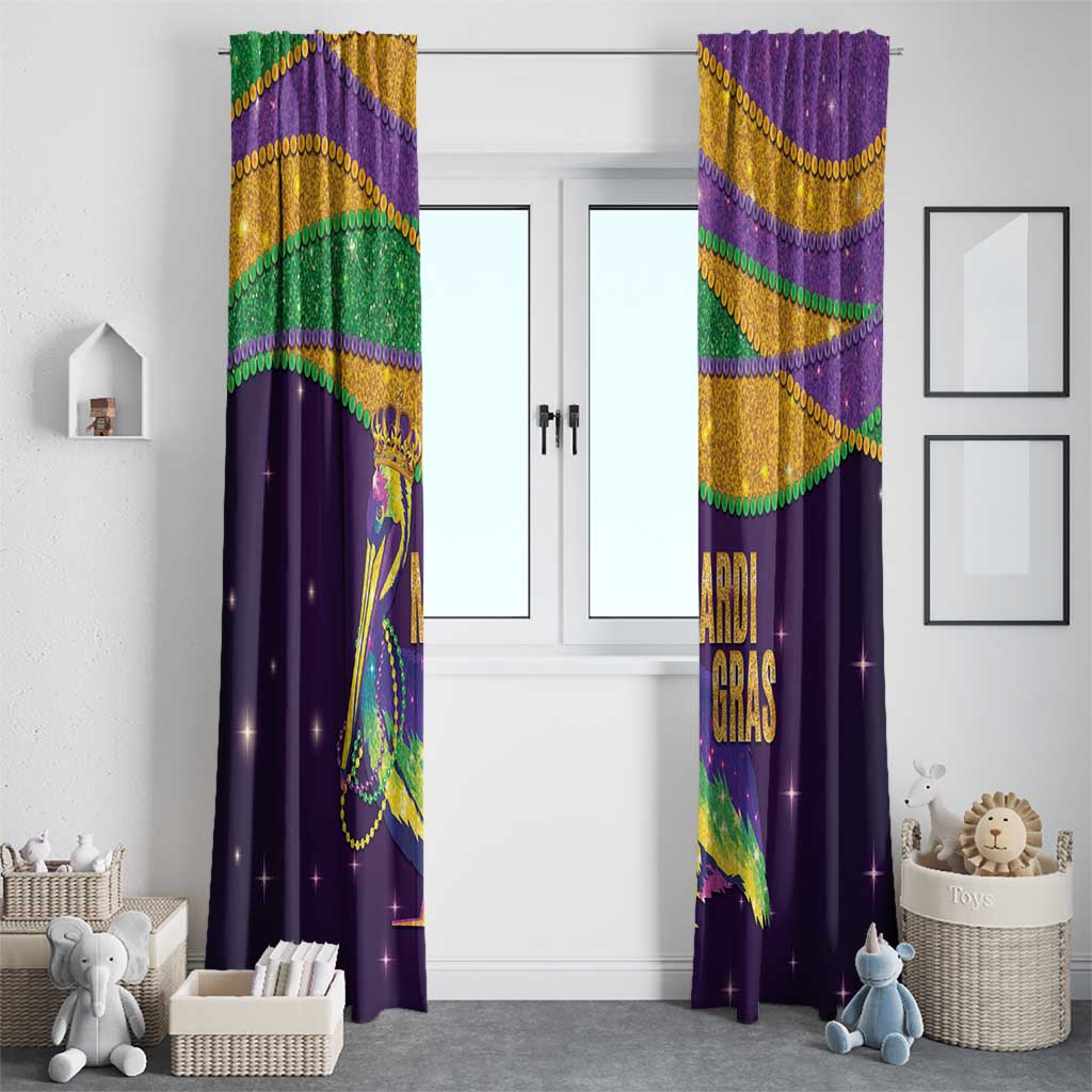 Faux Glitter Mardi Gras Pelican Window Curtain - Wonder Print Shop