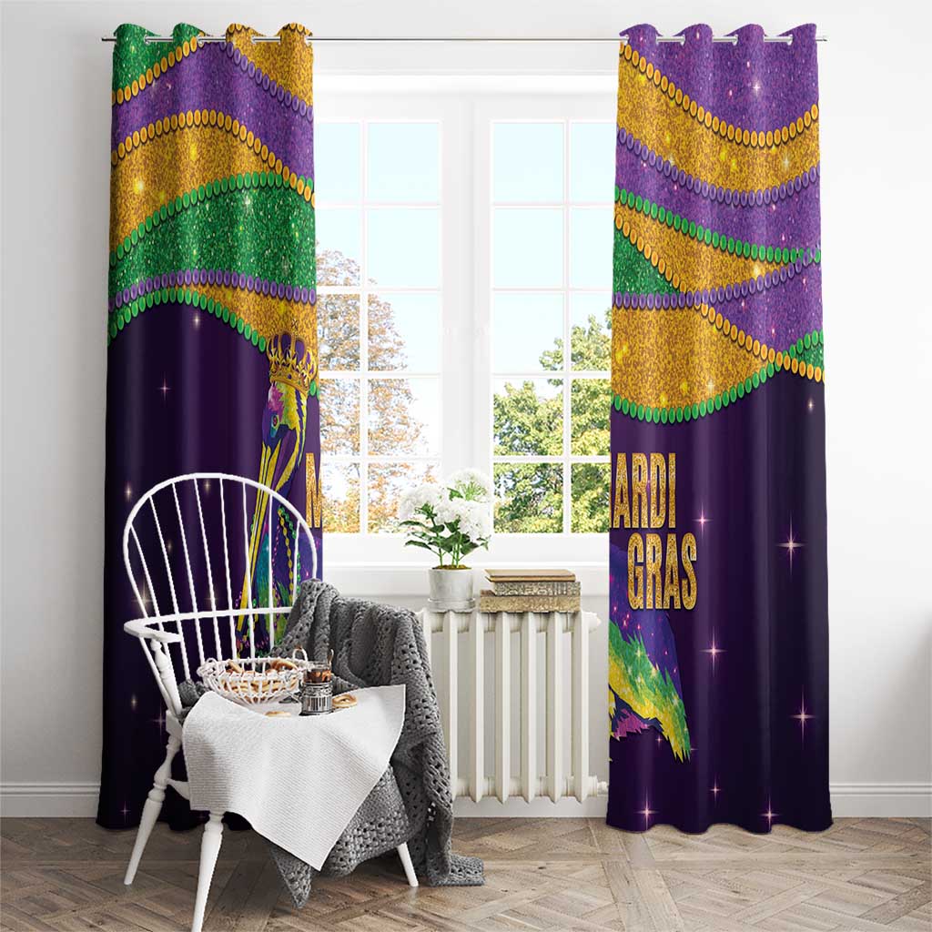 Faux Glitter Mardi Gras Pelican Window Curtain - Wonder Print Shop
