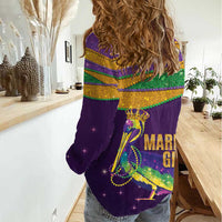 Faux Glitter Mardi Gras Pelican Women Casual Shirt - Wonder Print Shop