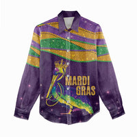 Faux Glitter Mardi Gras Pelican Women Casual Shirt - Wonder Print Shop