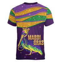 Faux Glitter Mardi Gras Pelican Women V-Neck T-Shirt - Wonder Print Shop