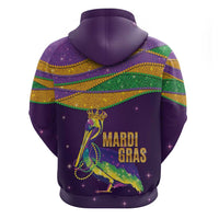 Faux Glitter Mardi Gras Pelican Zip Hoodie - Wonder Print Shop