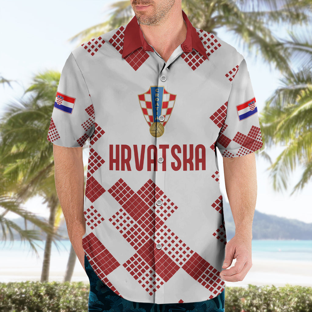Personalised Croatia Football Hawaiian Shirt Champions Hrvatska - Mosaic Style - Wonder Print Shop
