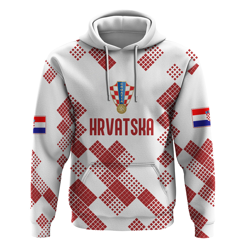 Personalised Croatia Football Hoodie Champions Hrvatska - Mosaic Style - Wonder Print Shop