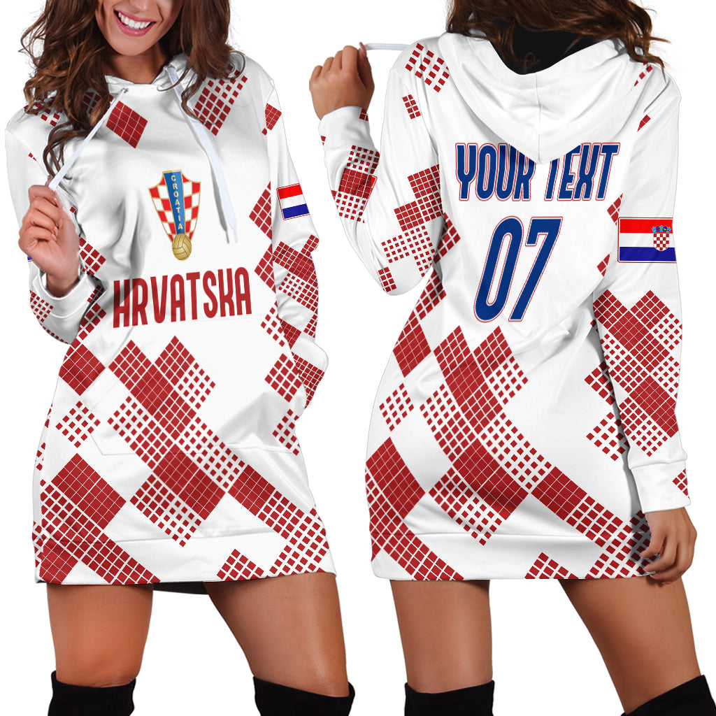 Personalised Croatia Football Hoodie Dress Champions Hrvatska - Mosaic Style - Wonder Print Shop