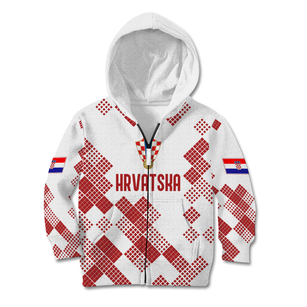 Personalised Croatia Football Kid Hoodie Champions Hrvatska - Mosaic Style - Wonder Print Shop