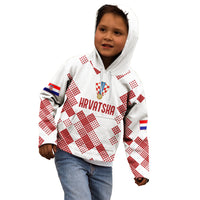 Personalised Croatia Football Kid Hoodie Champions Hrvatska - Mosaic Style - Wonder Print Shop