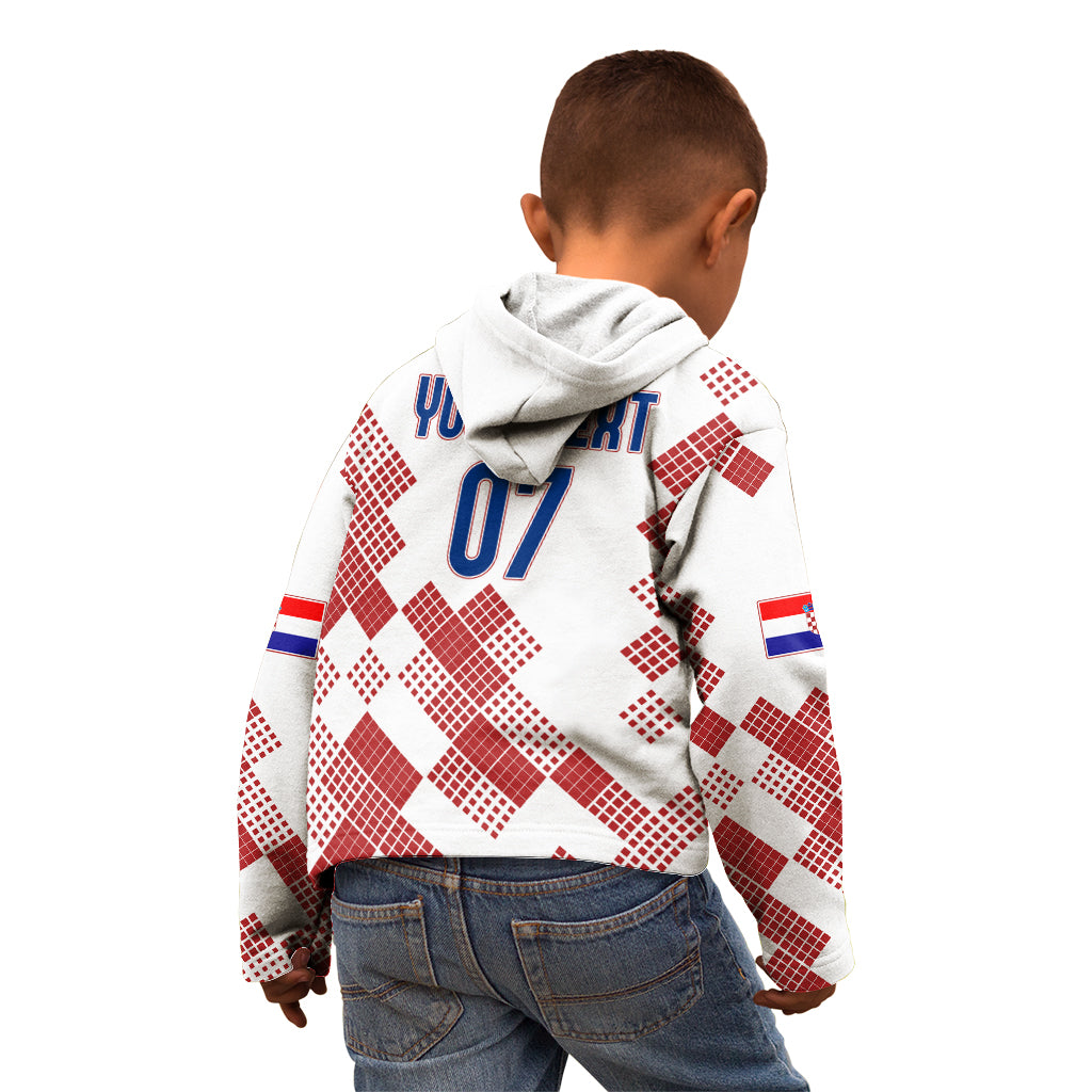 Personalised Croatia Football Kid Hoodie Champions Hrvatska - Mosaic Style - Wonder Print Shop