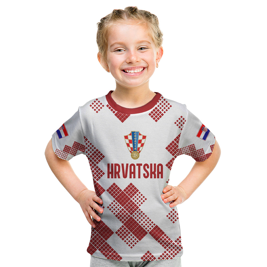Personalised Croatia Football Kid T Shirt Champions Hrvatska - Mosaic Style - Wonder Print Shop