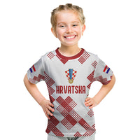 Personalised Croatia Football Kid T Shirt Champions Hrvatska - Mosaic Style - Wonder Print Shop