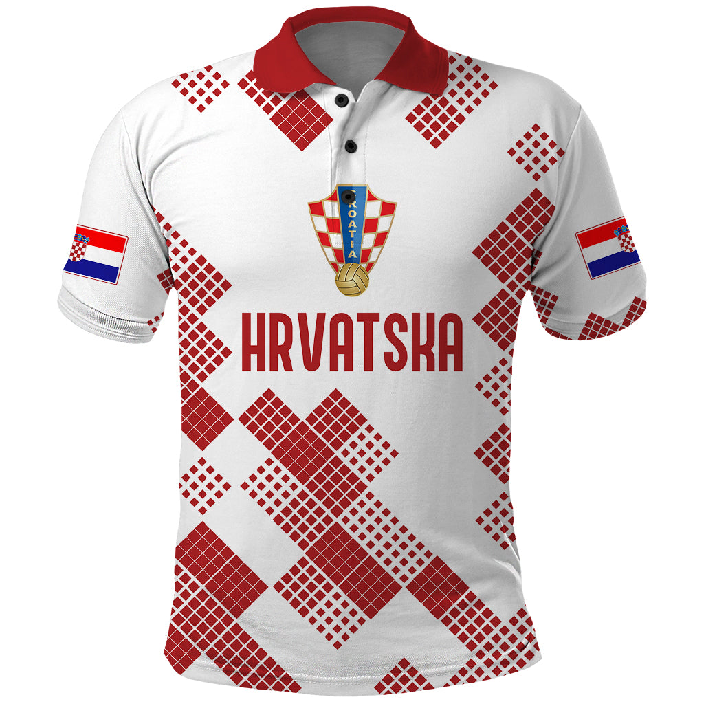 Personalised Croatia Football Polo Shirt Champions Hrvatska - Mosaic Style - Wonder Print Shop