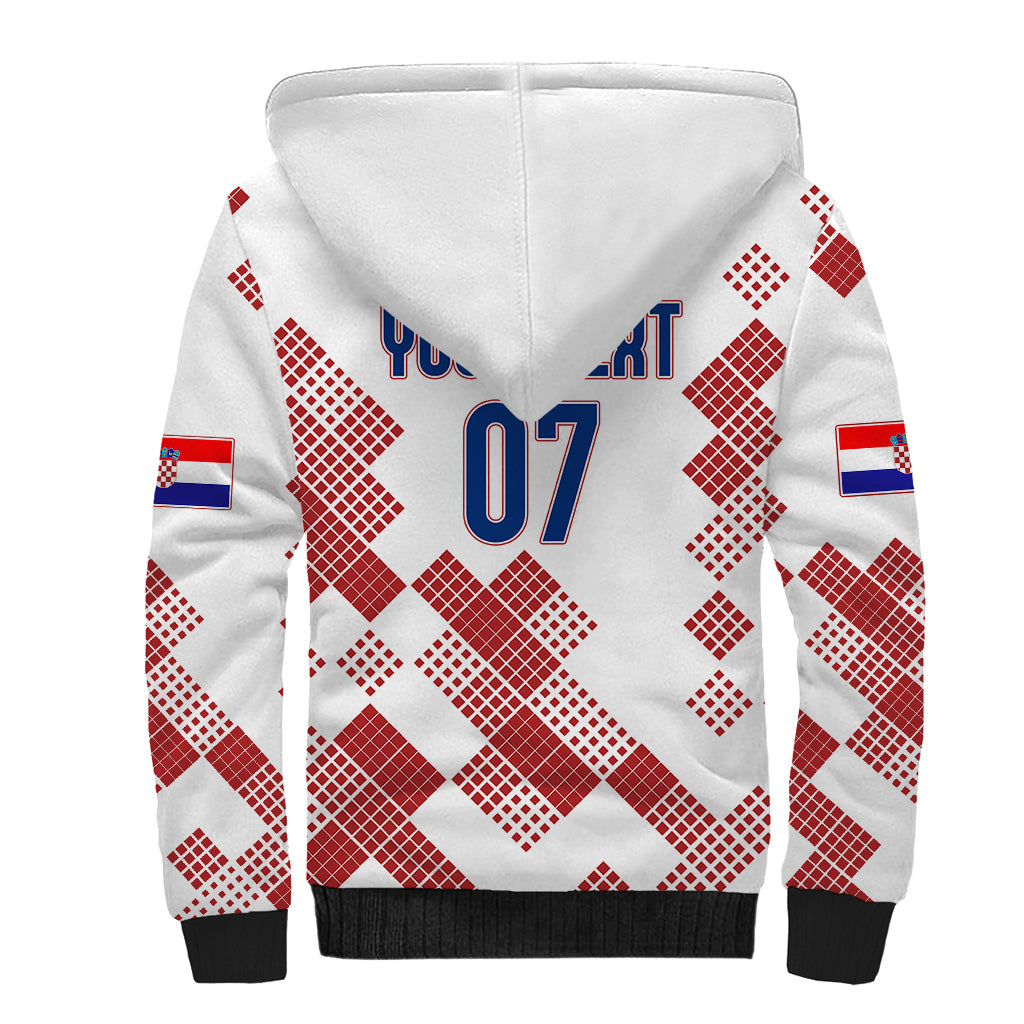 Personalised Croatia Football Sherpa Hoodie Champions Hrvatska - Mosaic Style - Wonder Print Shop