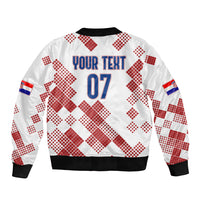Personalised Croatia Football Sleeve Zip Bomber Jacket Champions Hrvatska - Mosaic Style - Wonder Print Shop