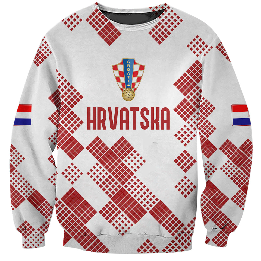 Personalised Croatia Football Sweatshirt Champions Hrvatska - Mosaic Style - Wonder Print Shop