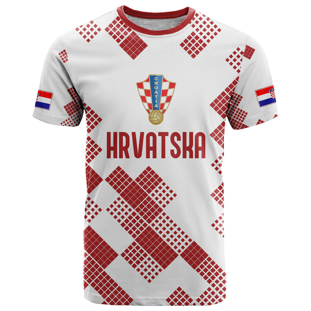 Personalised Croatia Football T Shirt Champions Hrvatska - Mosaic Style - Wonder Print Shop