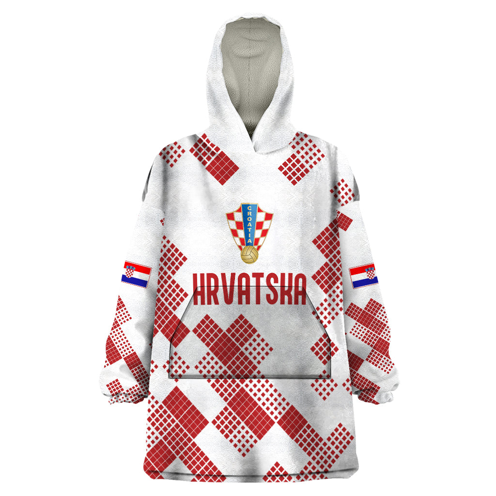 Personalised Croatia Football Wearable Blanket Hoodie Champions Hrvatska - Mosaic Style - Wonder Print Shop