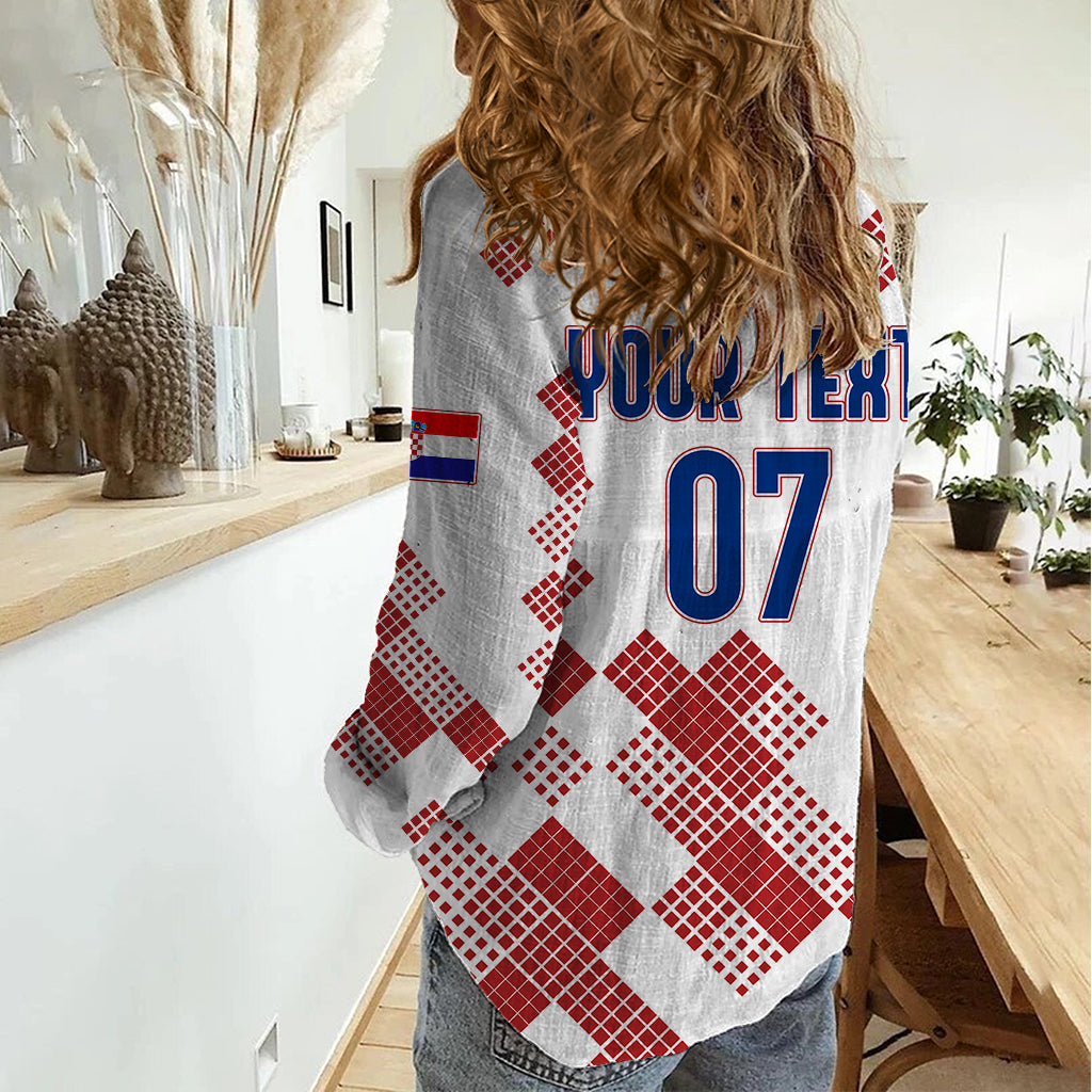 Personalised Croatia Football Women Casual Shirt Champions Hrvatska - Mosaic Style - Wonder Print Shop