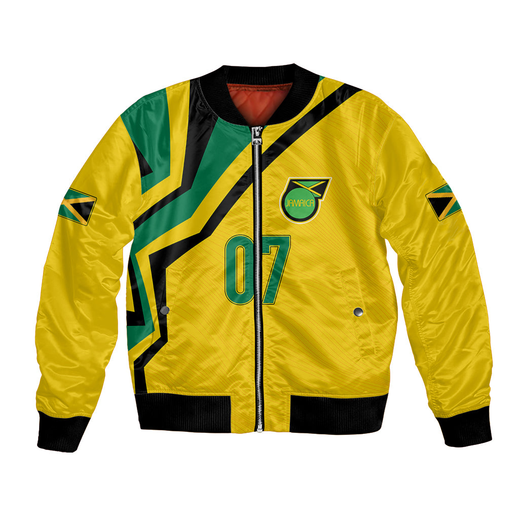 Personalised Jamaica Football Bomber Jacket Reggae Boyz Retro WC 1998 Inspired LT7 - Wonder Print Shop