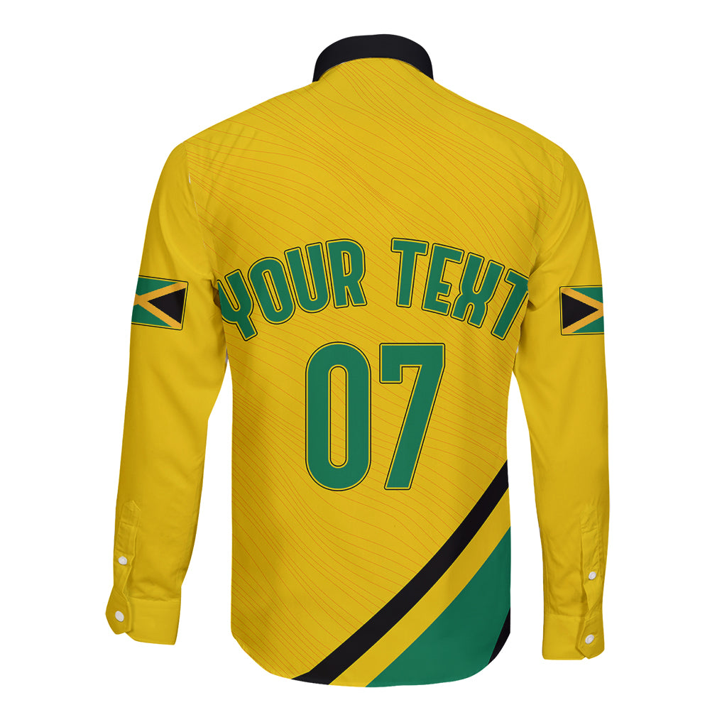 Personalised Jamaica Football Long Sleeve Button Shirt Reggae Boyz Retro WC 1998 Inspired - Wonder Print Shop
