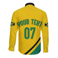 Personalised Jamaica Football Long Sleeve Button Shirt Reggae Boyz Retro WC 1998 Inspired - Wonder Print Shop