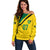 Personalised Jamaica Football Off Shoulder Sweater Reggae Boyz Retro WC 1998 Inspired - Wonder Print Shop