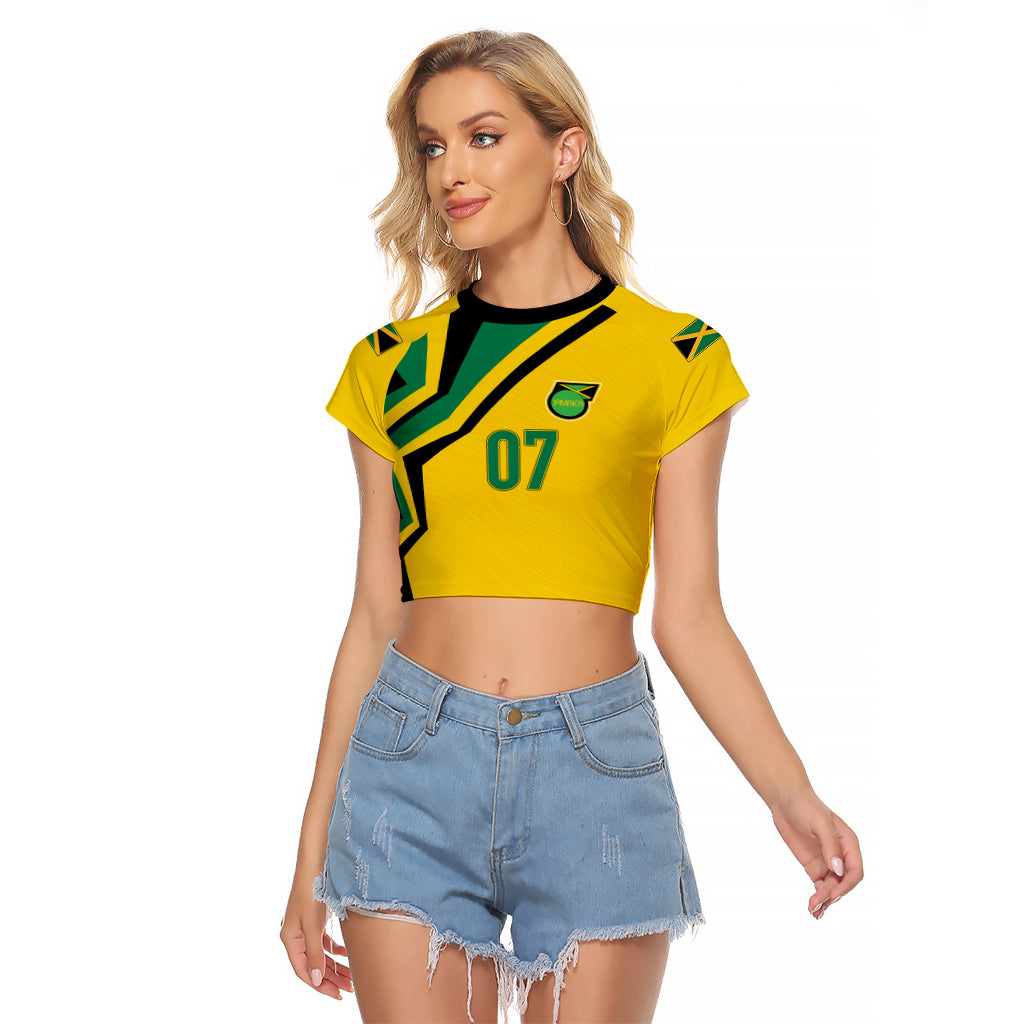 Personalised Jamaica Football Raglan Cropped T Shirt Reggae Boyz Retro WC 1998 Inspired - Wonder Print Shop