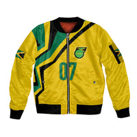 Personalised Jamaica Football Sleeve Zip Bomber Jacket Reggae Boyz Retro WC 1998 Inspired - Wonder Print Shop
